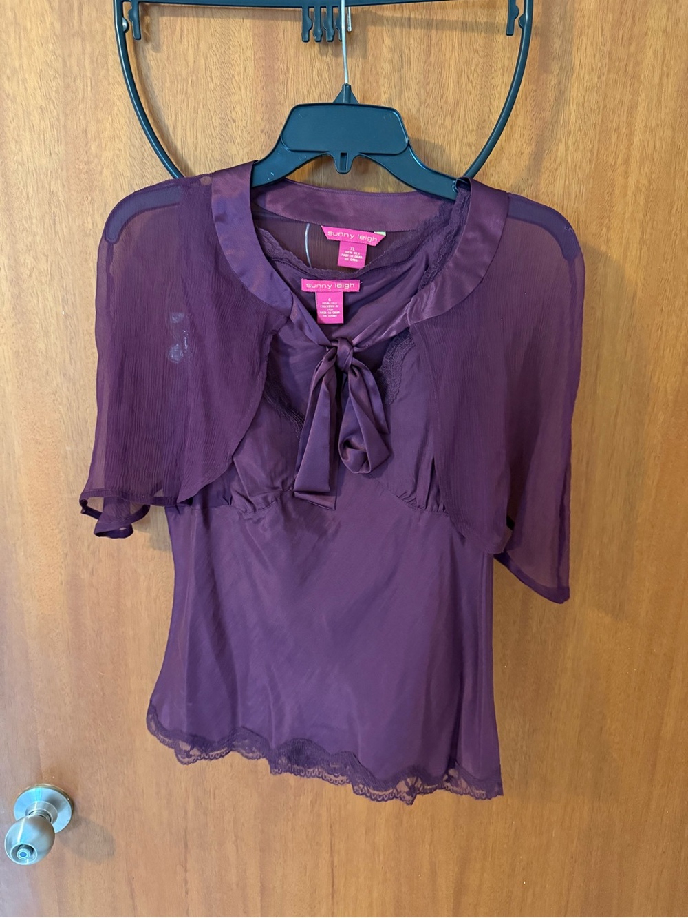 Vintage Sunny Leigh Purple Blouse with Sheer Cape
